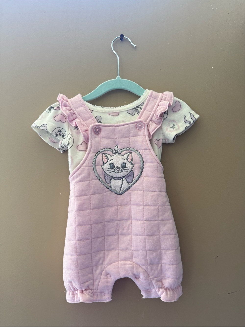 Disney Marie Pink Quilted Overalls 0-3M